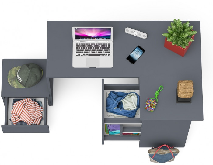 Мори компьютерный стол МС-16 правый + Тумба ТМП400.1, графит