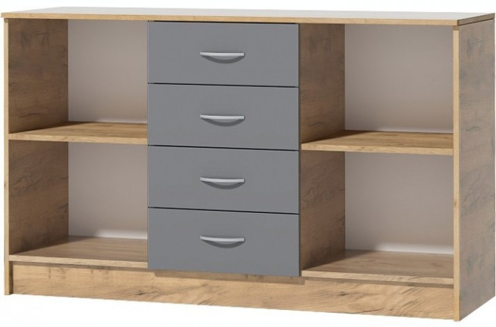 Кэт-7 Комод 2 створки 4 ящика (Крафт золотой / Графит)