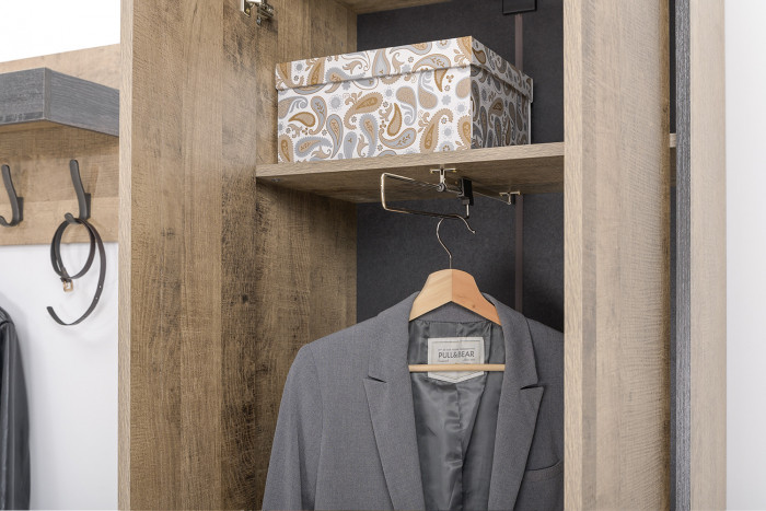 Трувор 15.120 Прихожая + 13.328.02 Шкаф для одежды, дуб гранж песочный/интра