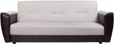 Диван-кровать Амстердам, 140х190, книжка, рогожка/экокожа, бежевый