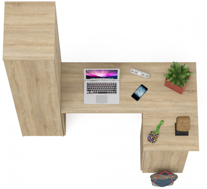 Мори компьютерный стол МС-16 правый + Пенал МШ400.1, дуб сонома