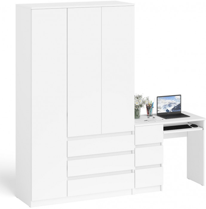 Мори Стол компьютерный МС-6 левый + Шкаф МШ1200.1, цвет белый, ШхГхВ 210,4х50,4х209,6 см., выдвижные ящики слева, НЕ универсальная сборка