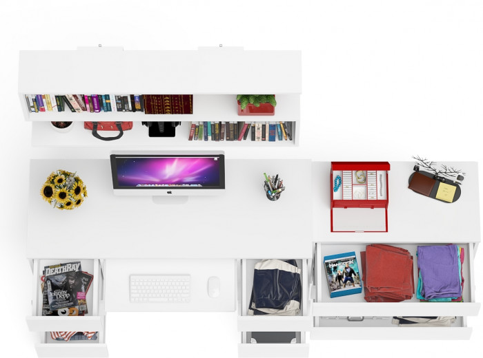 Мори компьютерный стол МС-2 + Комод МК800.1 + Полка 1200, белый