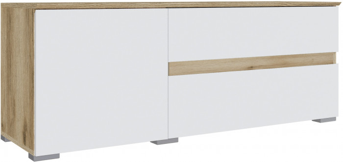 Тумба ТВ малая Плейона, Дуб делано/Белый