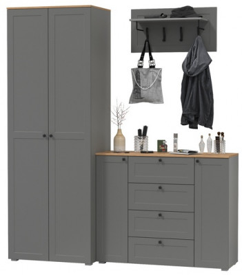 Остин Прихожая 15, серый графит/дуб крафт золотой