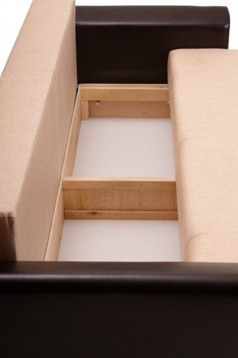 Диван-кровать Амстердам, 160х195, раскладной, еврокнижка, независимый пружинный блок, рогожка/экокожа, коричнево бежевый