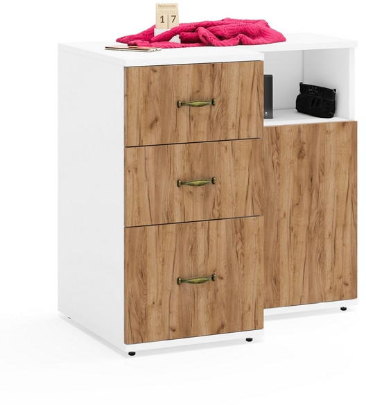 Лидер-8 Тумба МД 3.16 + Тумба МД 3.19, белый шагрень/крафт золото