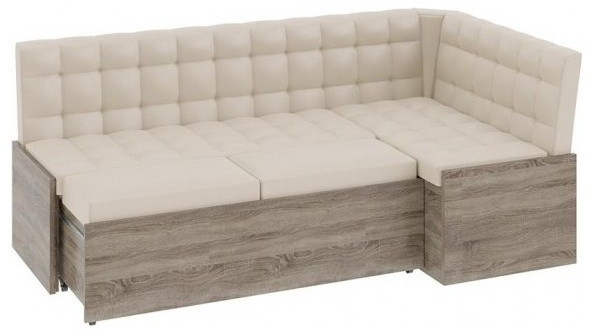 Форест Скамья угловая со спальным местом (Дуб Сонома трюфель/Кожзам бежевый)