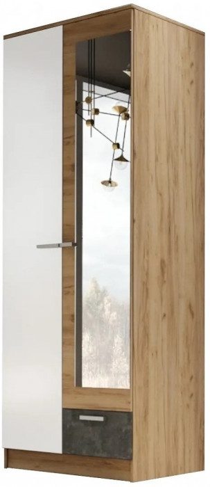 Адель Шкаф 0,8 + полки, Ясень шимо темный/светлый