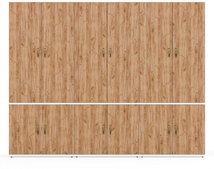 Лидер-8 Шкаф МД 19Б 3 шт., цвет белый шагрень/крафт золото, ШхГхВ 240х50х190 см., универсальная сборка