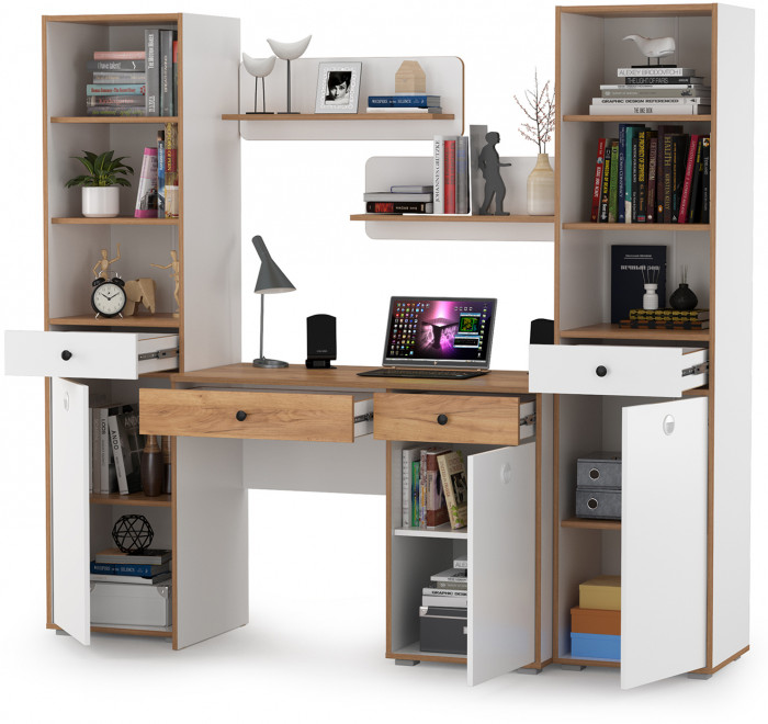 Вуди Компоновка № 09, белый премиум/дуб крафт золотой