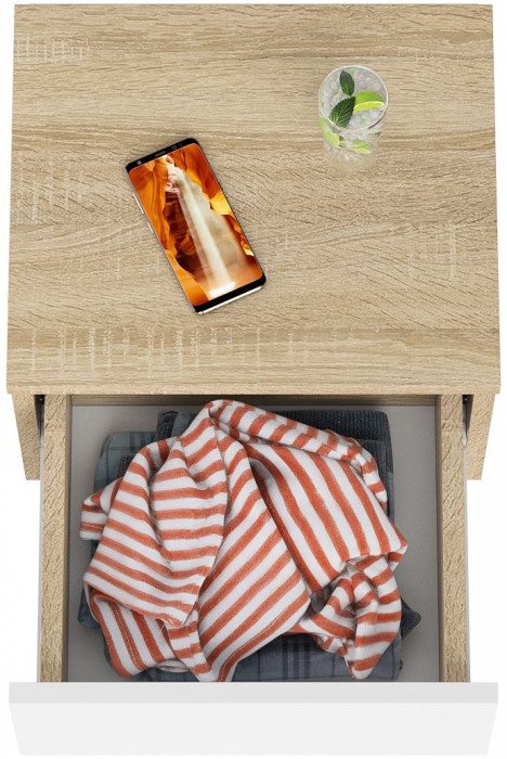 Мори Тумба прикроватная ТПМ400.1, цвет дуб сонома/белый, ШхГхВ 40,4х34,6х30 см.