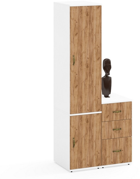 Лидер-8 Пенал МД 23Б + Тумба МД 3.16, белый шагрень/крафт золото