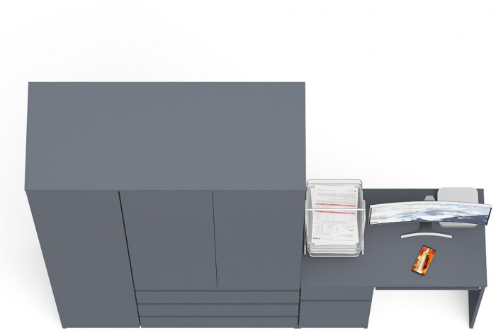 Мори Стол компьютерный МС-1 левый + Шкаф МШ1200.1, цвет графит, ШхГхВ 210,4х50,4х209,6 см., выдвижной ящик слева, НЕ универсальная сборка