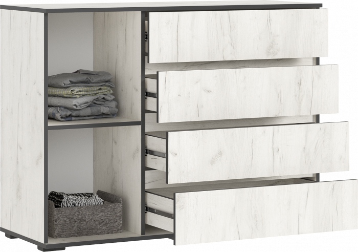 Норд Комод 1 дверь 4 ящика (1200), крафт белый