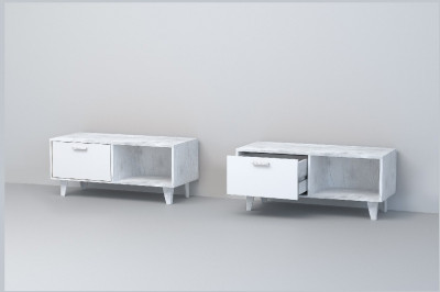 Эго Тумба Т-4 НГ (Глянец Белый/Бетон Светлый)