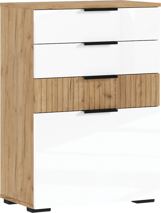 Роджина Комод 600 (Белый глянец, Дуб Крафт Золотой)