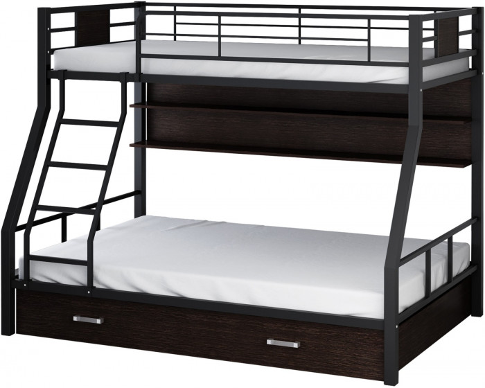 Двухъярусная кровать Гранада-1ПЯ, черная (Дуб Сонома, Серый)