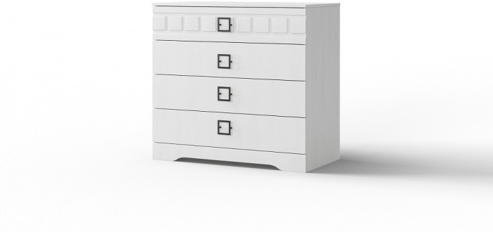 Комод с 4-мя ящиками "Римини" - Белый текстурный/Дуб полярный