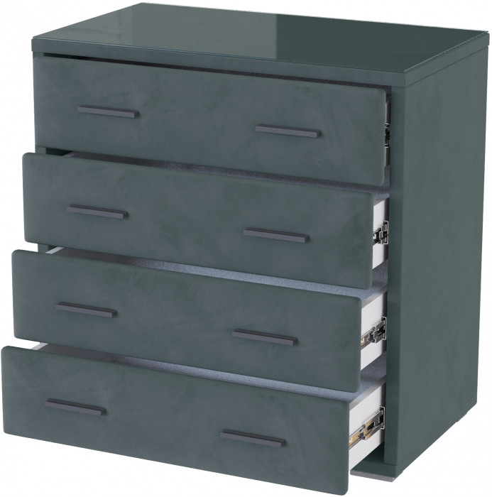 Интерьерный комод со стеклом серый