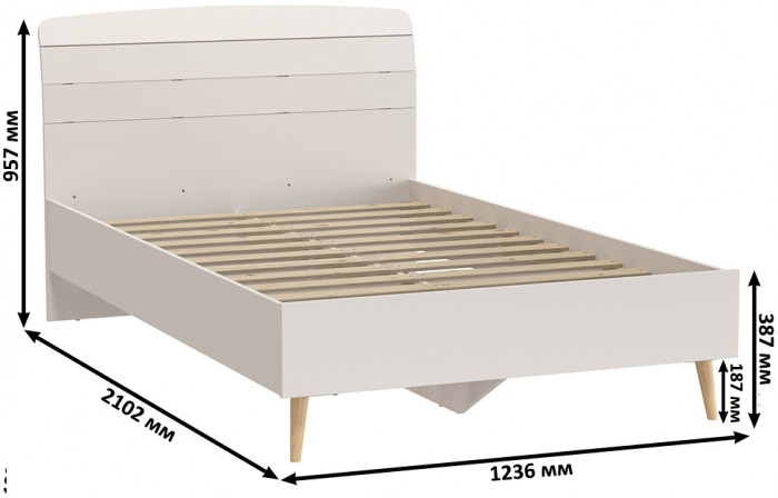 Афина Спальня Кровать 1200 + Трюмо + Тумба, цвет кашемир серый, ШхГхВ 123,6х210,2х95,7 + 105х38,6х129 + 45х37х45 см., 1200х2000 мм., б/м, осн. есть