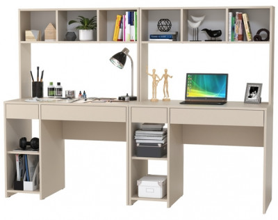 Стол компьютерный Комфорт 12.77F + Стол компьютерный Комфорт 12.77F, цвет сатин, ШхГхВ 200х49,8х147 см., универсальная сборка