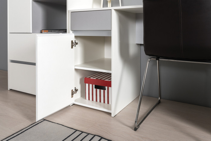 Торонто Компоновка № 01, цвет белый шагрень/стальной серый, ШхГхВ 320х53,1х195,7 см., универсальная сборка