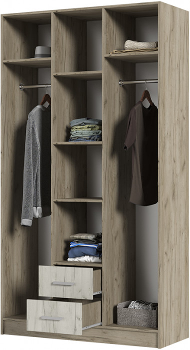 ГАРМОНИЯ ШК 601 М шкаф 3х створчатый  (1,2х2,2х0,5) дуб крафт белый/дуб крафт серый