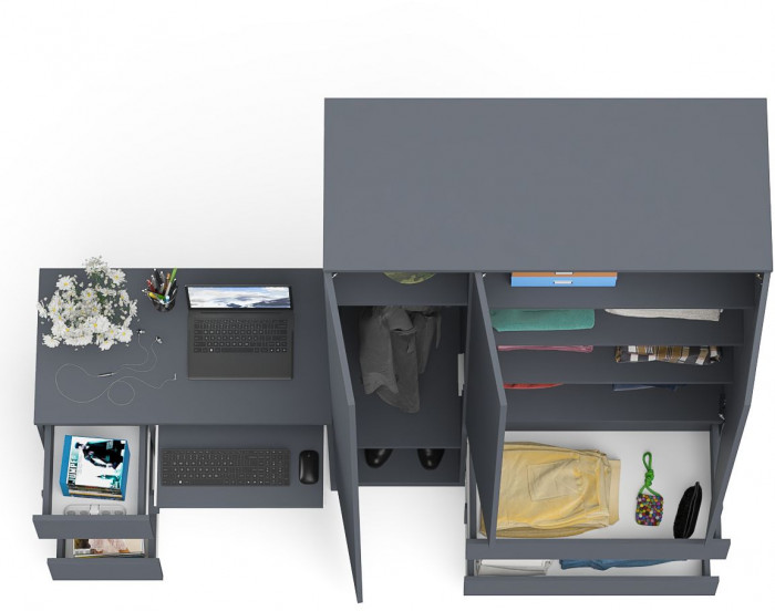 Мори компьютерный стол МС-6 левый + Шкаф МШ1200.1, графит