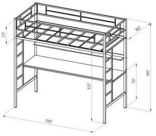 Кровать-чердак Севилья 1, слоновая кость