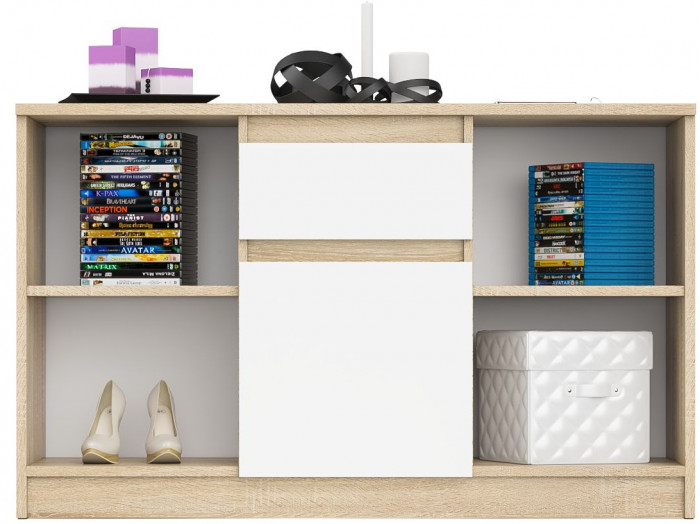 Мори Тумба ТВ МТВ1204.1, цвет дуб сонома/белый, ШхГхВ 120,4х41х73 см.