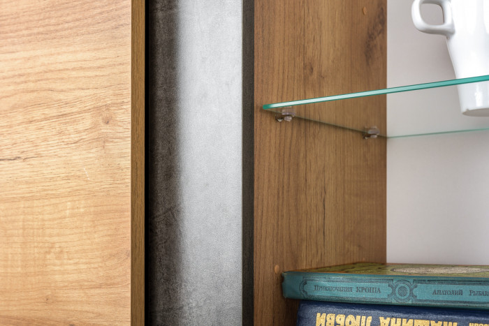 КР100 ??? Арчи № 07, цвет дуб крафт золотой/камень тёмный, ШхГхВ 130х41,3х150 см., ниша для ТВ 130х41х110 см.