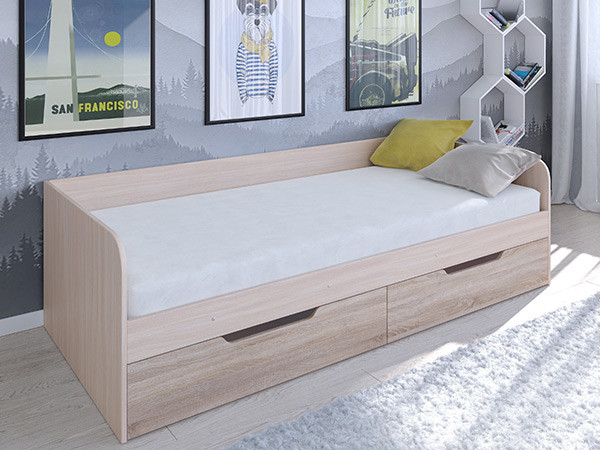 Кровать Астра одноярусная Дуб молочный/Сонома