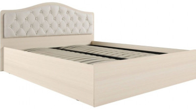Кровать Дели дуб молочный + велюр карамель, ортопед 140