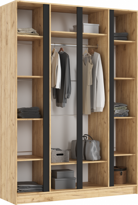 Келвин Шкаф 4-х створчатый (1600) (Белый Глянец, Дуб Крафт)