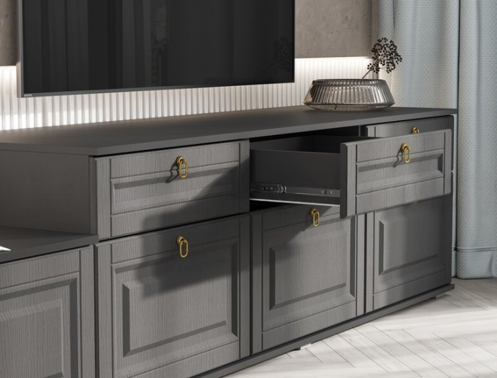 Гостиная Престиж 1 Вариант №5 Графит/графит структурный