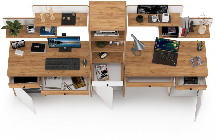 Вуди Компоновка № 12, белый премиум/дуб крафт золотой