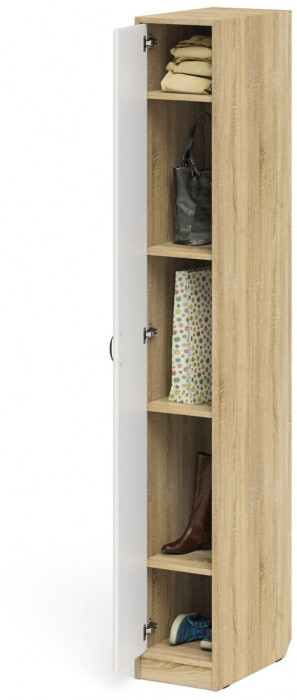 Прихожая П-6-500 Пенал, цвет дуб сонома/фасады МДФ белое дерево фрезеровка ромб, ШхГхВ 30х50х210 см., универсальная сборка