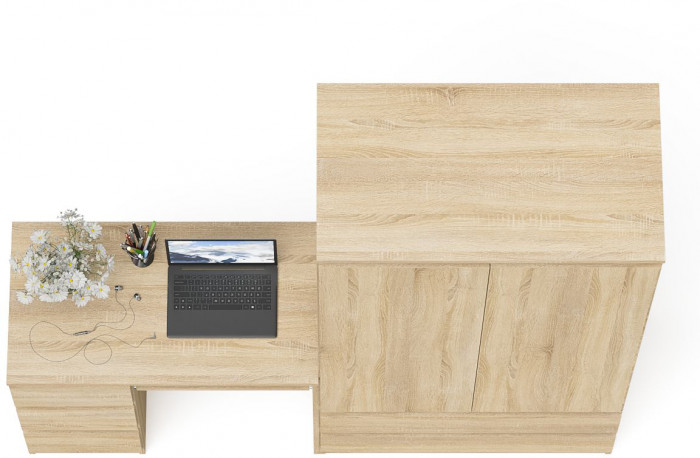 Мори компьютерный стол МС-6 левый + Шкаф МШ900.1, дуб сонома