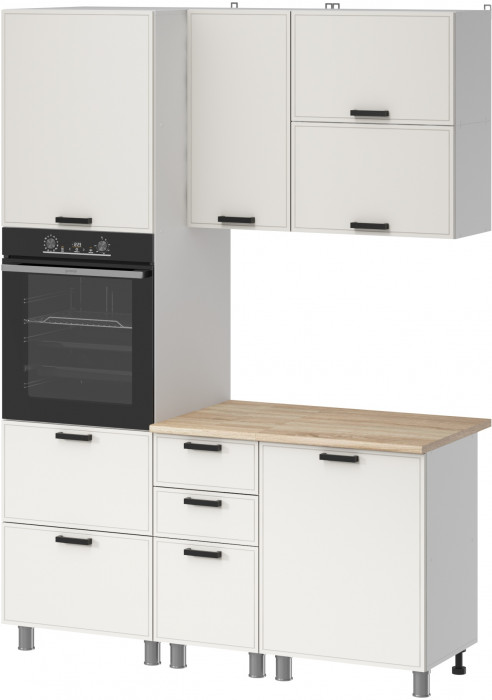 МК Аленушка 1,6м ПД 2 Магнолия Молочный,скоба черный,сонома