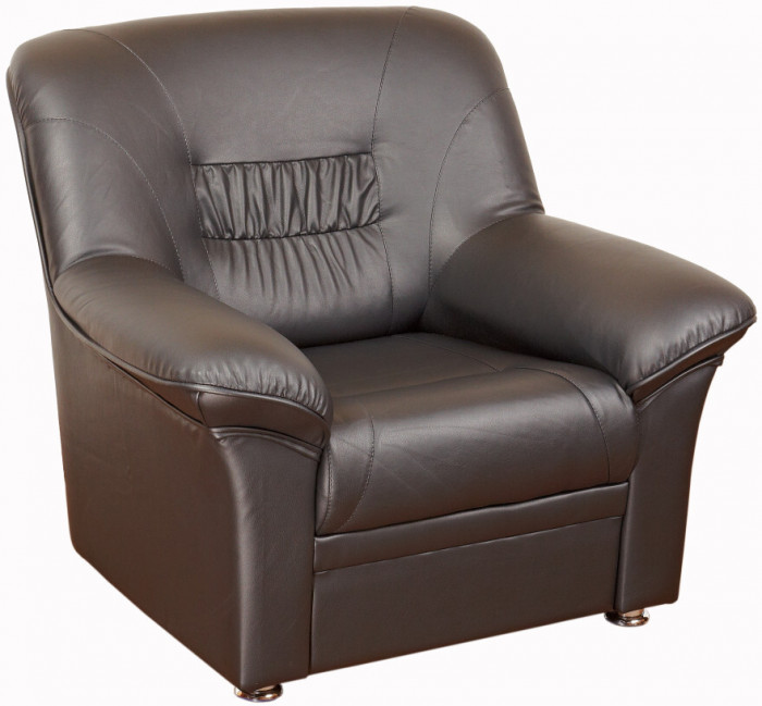 Кожаное кресло "Карелия" цвет коричневый, для офиса, дома, в гостиную, на кухню