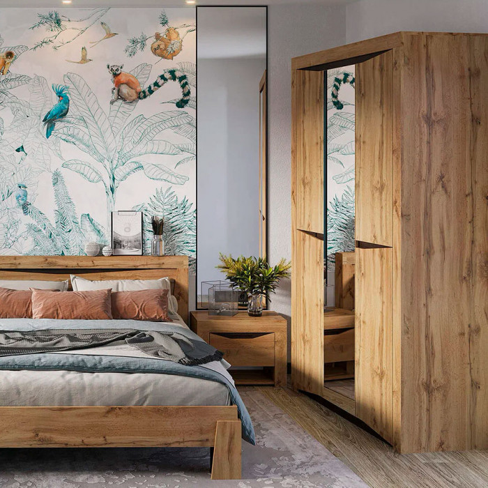 Спальня "Паола" ШК 702 (1376х2200х532 мм) дуб крафт золото