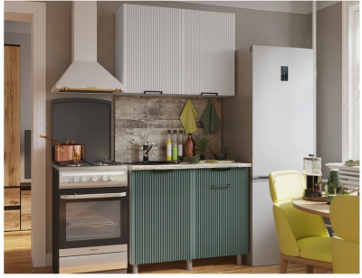 Кухонный гарнитур Кампео 1,0м Белый снег/Бриз