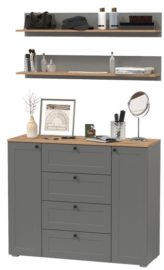 Остин Прихожая 71, цвет серый графит/дуб крафт золотой, ШхГхВ 120х41,9х180 см.