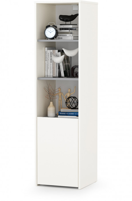 Торонто Компоновка № 04, цвет белый шагрень/стальной серый, ШхГхВ 240х53,1х195,7 см., универсальная сборка