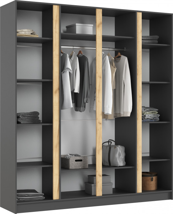 Келвин Шкаф 4-х створчатый 2000, Графит/Изумрудный