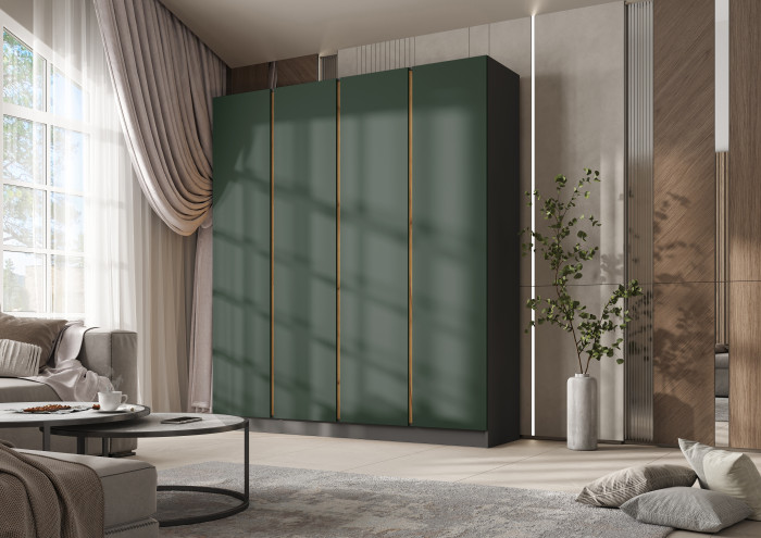 Келвин Шкаф 4-х створчатый 2000, Графит/Изумрудный