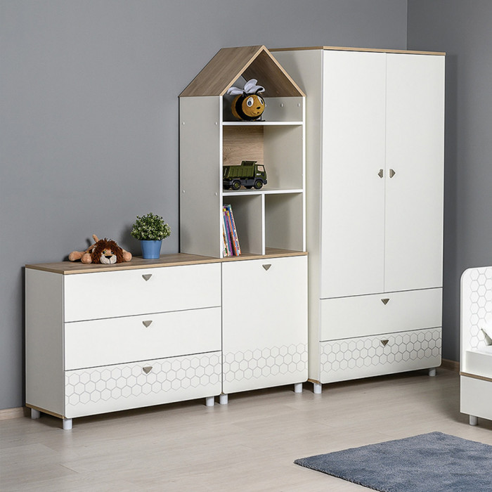 Эйп 13.14 Шкаф комбинированный, цвет белый/дуб белый, ШхГхВ 53х41,5х183,8 см., универсальная сборка