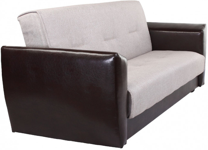 Диван-кровать Амстердам, 140х190, книжка, пружинный блок, рогожка/экокожа, бежевый