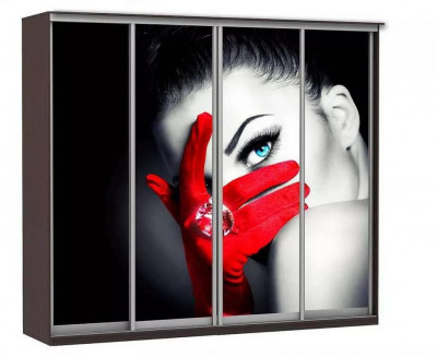 Шкаф купе Модерн 2362х600 4-х дверный 3-х секционный фотопечать №1 венге